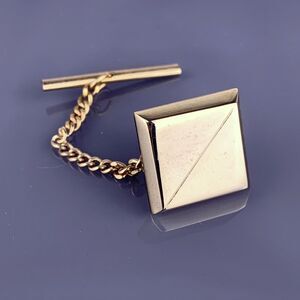 Simple Square Gold Plated Tie Tack Pin Plain Hickok Vintage